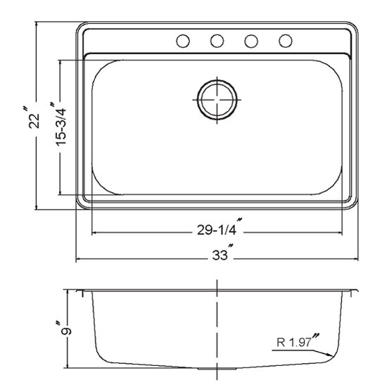 Premiere Gourmet Series Stainless Steel Topmount Kitchen Single Bowl Sink 33 Wide By Houzer 2068