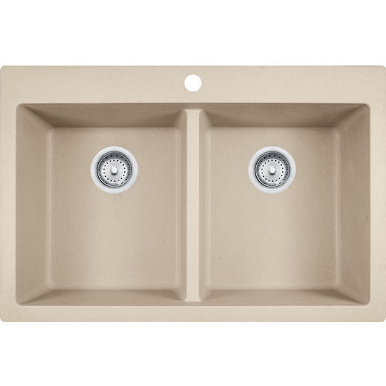 Franke Primo Double Bowl Drop In Kitchen Sink, Granite, Fragranite Champagne