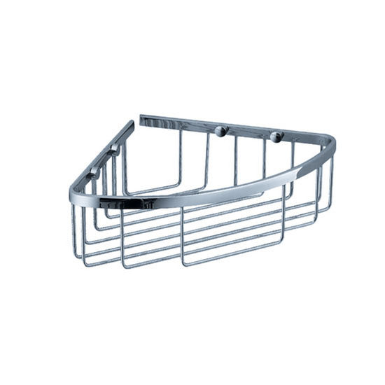 Fresca Wall Mounted Single Corner Wire Basket in Chrome, Dimensions: 8-1/4" W x 8-1/4" D x 3" H