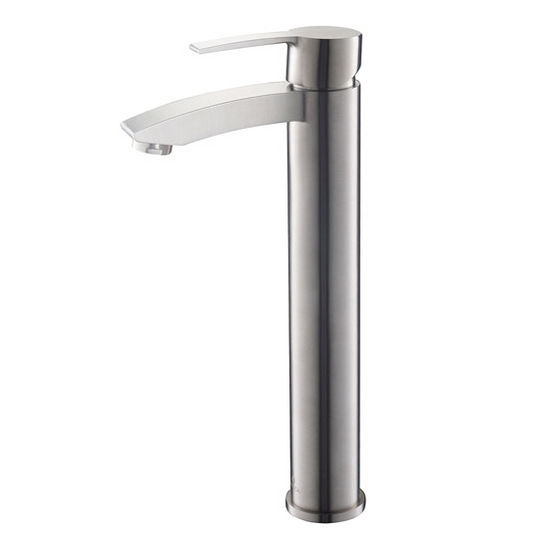 Fresca Livenza Single Hole Vessel Mount Bathroom Vanity Faucet in Brushed Nickel, Dimensions: 2" W x 5-5/16" D x 12-5/16" H