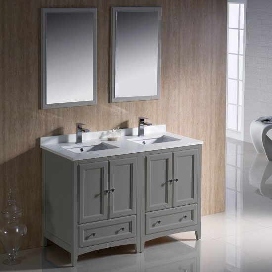 48" Gray Double Sink Vanity Set with Mirror