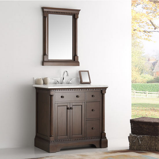 Fresca Kingston 36" Antique Coffee Traditional Bathroom Vanity with Mirror, Dimensions of Vanity: 37" W x 22" D x 38" H