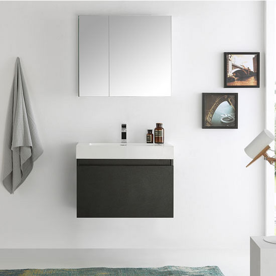 Mezzo 30'' Wall Hung Modern Bathroom Vanity w/ Medicine Cabinet Set by ...