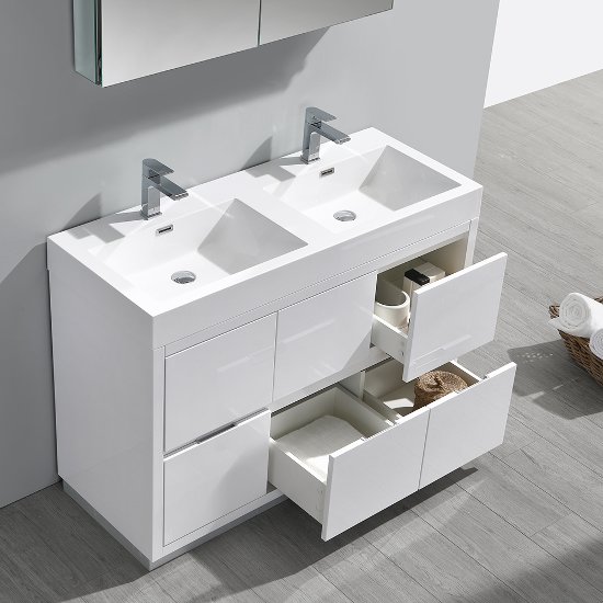 Valencia 48'' Wide Free Standing Modern Bathroom Vanity w/ Medicine ...