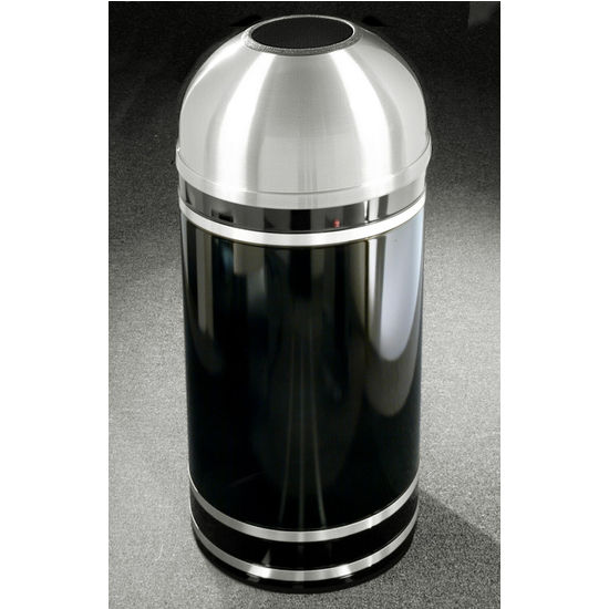 Monte Carlo WasteMaster™ Collection Satin Aluminum Cover Open Dome Top Waste Receptacle