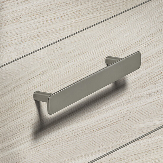 Hafele Design Deco Series H2380 Decorative Furniture Pull Handle, Zinc, Brushed Nickel, Center to Center: 96mm (3-3/4'') Installed View