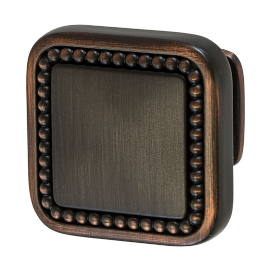 Hafele Amerock Carolyne Collection Square Knob, Oil-Rubbed Bronze, 32mm W x 32mm D x 27mm H