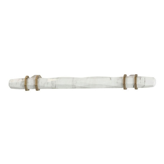 Hafele Amerock Carrione Collection Handle, White Marble/ Golden Champagne, 191mm W x 21mm D x 40mm H, 128mm Center to Center