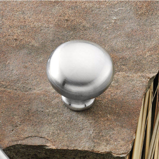 Hafele (1-1/4'') Diameter Mushroom Round Knob in Satin Chrome, 31mm Diameter x 29mm D x 19mm Base Diameter