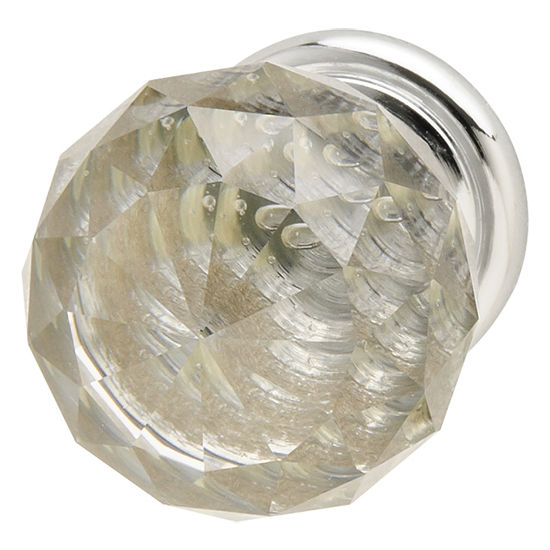 Hafele Astral Collection Crystal Knob in Polished Chrome, 30mm W x 42mm D x 25mm Base Diameter