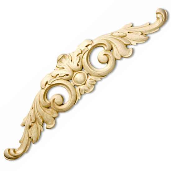 Hafele Acanthus Collection Onlay Ornament, Carved, 20'' W x 5/8'' D x 4-1/2'' H