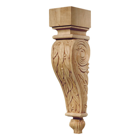 Hafele Chateau Collection Corbel, Hand Carved, Leaves Motif 13'' H