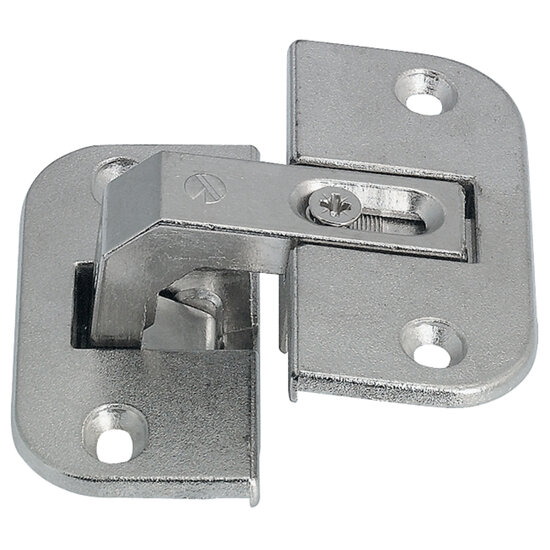 Hafele A-Series Pie Cut Corner Hinge 78 Degree Opening Angle, Zinc Alloy, Nickel-Plated, For Kitchen Corner Cabinets with Revolving Shelves