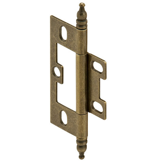 Hafele Non-Mortised Butt Hinge with Minaret Finial in Antique Brass, Overall Height: 91mm (3-9/16'')