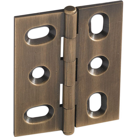Hafele Elite Decorative Mortised Butt Hinge with Button Cap Finial in Antique Brass, Overall Height: 53mm (2-1/8'')