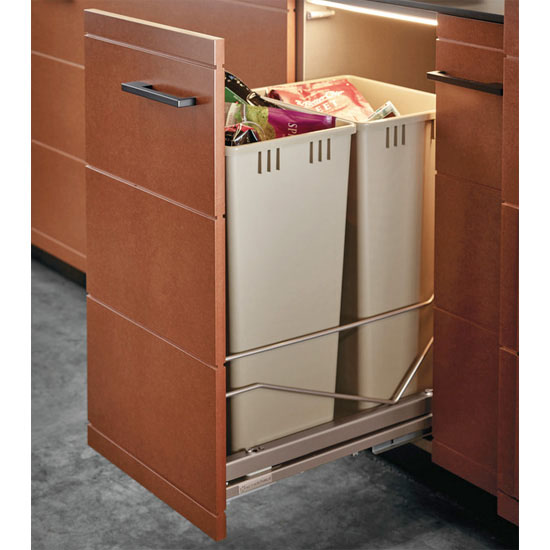 Hafele Built-In Double Pull-Out Bottom Mount Waste Bin with Soft & Silent Closing