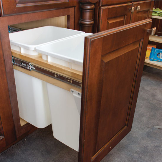 Soft & Silent Wooden Frame Side Mount Double Pull-Out Waste Bin