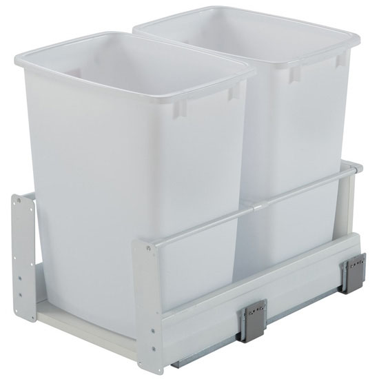 Hafele Double Built-In Bottom Mount Pull-Out MX Trash Cans, 2 x 36 ...