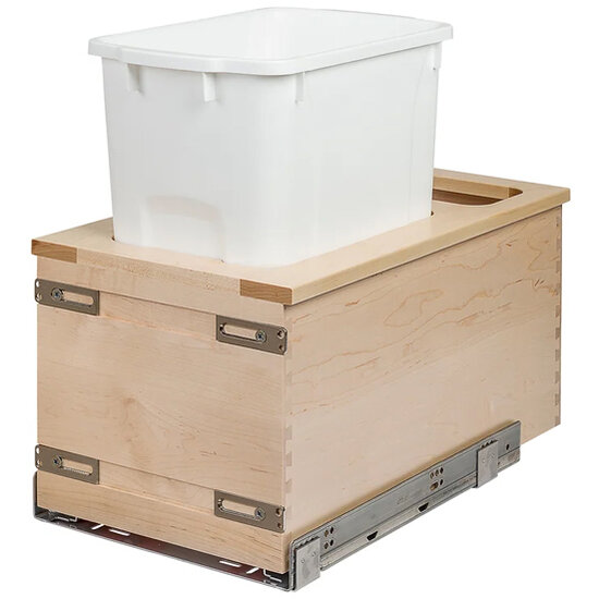 Hafele Century Collection Signature Bottom Mount Waste Unit, Maple, Prefinished, Single 34 Quart (8.5 Gallons) White Bin, 11-7/8'' W Product View
