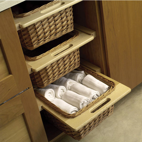 Pull-Out Wicker Storage Baskets for Kitchen Cabinet