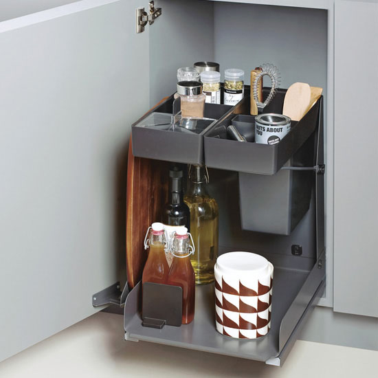 Kitchen or Bath 2-Tier Base Cabinet Pull-Out Organizer w/ Dampening  Function from Hafele Kessebohmer