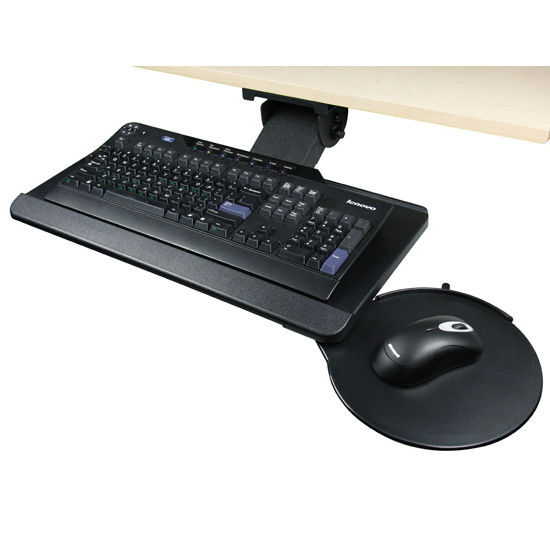 Hafele Keyboard Tray Combo 7431CV1706, with Lift N Lock Leverless Adjustable Keyboard Arm, Swivel Mouse Platform, & Anti-Skid Mat, Steel & Plastic, Black