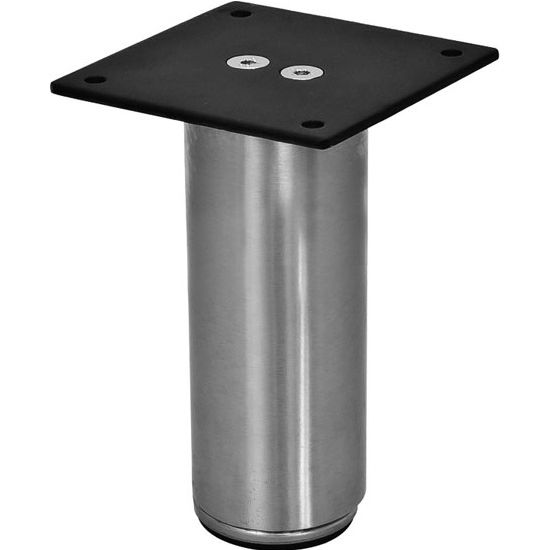 Hafele Mini Round Table Leg, Stainless Steel, 50mm Dia., 100mm H (2" Dia., 4"H)