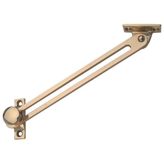 Hafele Door Stay, Brass Polished, 191mm (7-1/2") Length