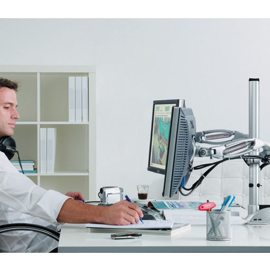 Hafele Universal Mounting Post, For Ellipta® Monitor Swivel Arm System, Aluminum, Silver, 5/16" - 3" Maximum Desktop Thickness, 10-1/4" Height