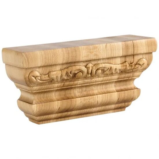 Acanthus Pilaster Capital In Cherry, 6" W x 2" D x 3" H