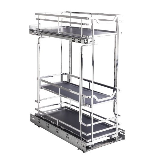 Hardware Resources CPSO1574SC 15 inch Wide x 74 inch High Chrome Wire Pantry Pullout with Swingout Feature