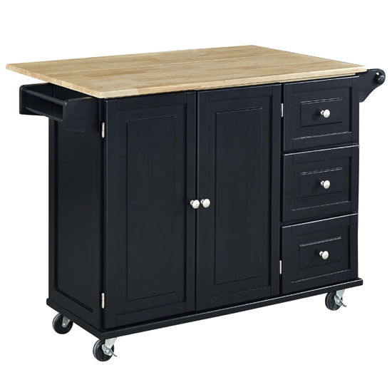 Liberty Wood Top Mobile Kitchen Cart w/ Wood or Stainless Steel Top ...