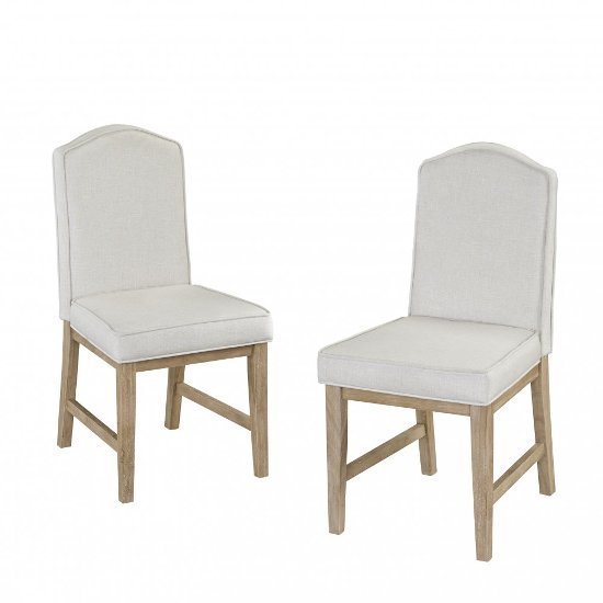Home Styles Classic Dining Set of Upholstered Chairs in White Wash, 18" W x 22-3/4" D x 37-1/4" H