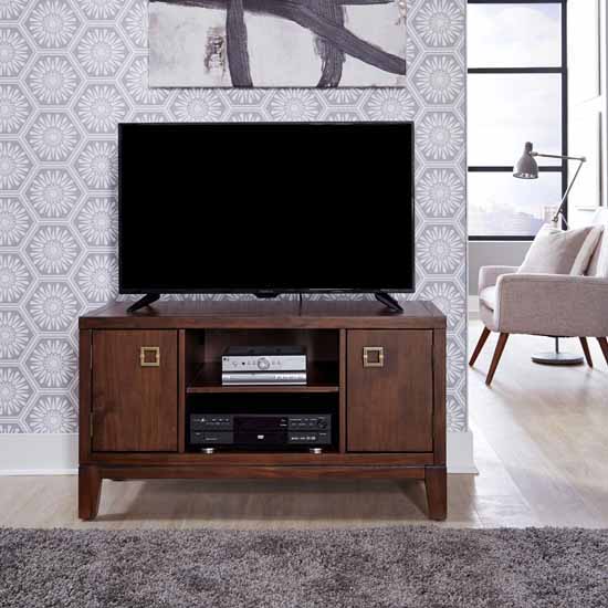 Home Styles Bungalow Low Profile Entertainment Stand, Medium Brown, 44"W x 18"D x 24"H