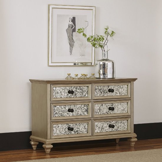 Visions Dresser In Silver Gold Champagne 54 Wide With Mirror
