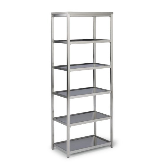 Home Styles Bold Stainless Steel Collection 6-Tier Bath Shelf in Brushed Stainless Steel, 24" W x 14" D x 60" H