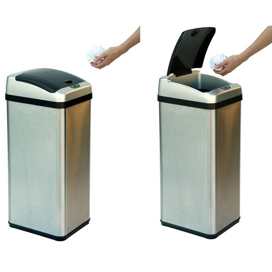 iTouchless 13 Gallon Rectangular Extra-Wide Stainless Steel Automatic Sensor Touchless Trash Can, 10.75"W x 12.88"D x 28.25"H