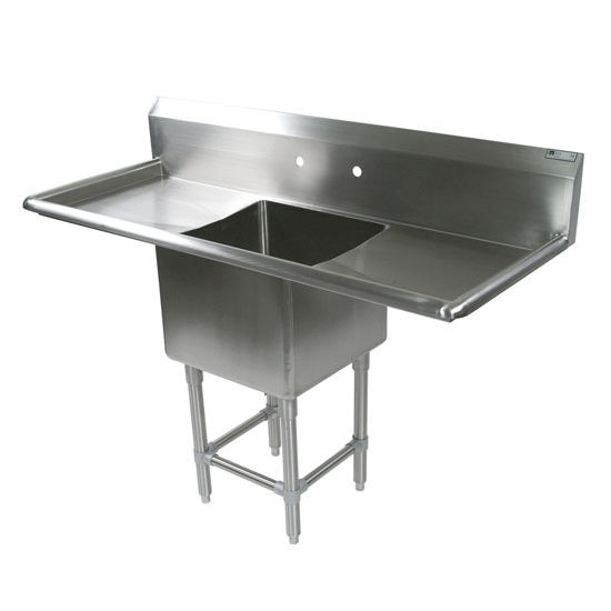 John Boos Pro Bowl NSF Sink, with Left & Right Drainboard, 14 or 16 Gauge, One Bowl