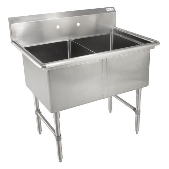 John Boos B-Series Compartment Double Bowl Sink in Multiple Sizes with No Drainboard, 16-Gauge