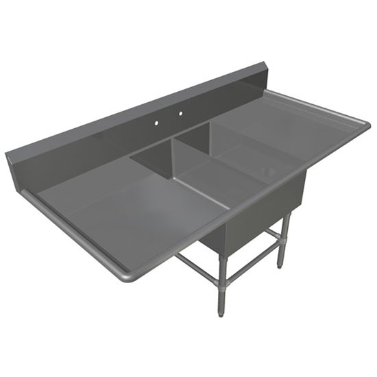 John Boos Pro Bowl NSF Platter Double Bowl Sink in Multiple Sizes with Left and Right Drainboards, 16-Gauge Stainless Steel