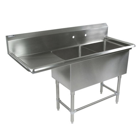 John Boos Pro Bowl NSF Sink, with Left Drainboard, 14 or 16 Gauge, Two Bowls