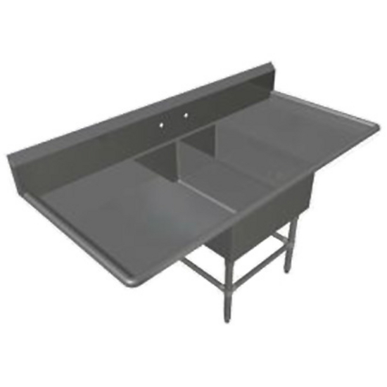 John Boos Pro Bowl Platter Sink, with Left & Right Drainboard, 14 or 16 Gauge, Two Bowls