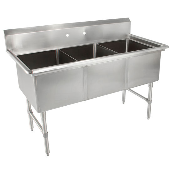 B-Series 16'' to 24'' W Each Sink Bowl Width Compartment Three Bowl ...