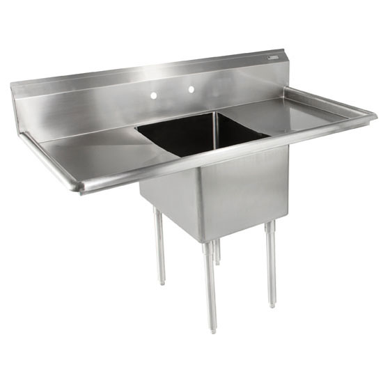 John Boos E-Series Compartment Single Bowl Sink in Multiple Sizes with Left and Right Drainboards, 18-Gauge Stainless Steel