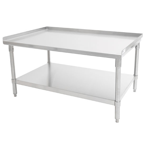 John Boos GS6-GS Series 16-Gauge Stainless Steel Top Equipment Stand with 1-1/2" Rear & Sides Riser, Galvanized Legs and Adjustable Shelf, Knocked Down
