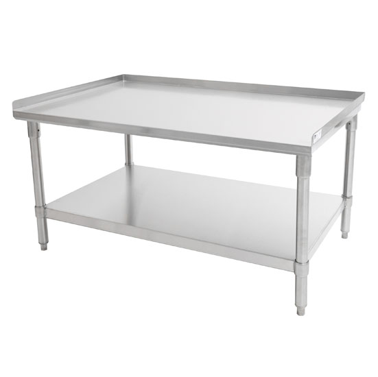 John Boos Equipment Stands Stainless Steel Work Table w/ 1-1/2" Turn-up Riser on Rear & Both Ends & 7/8" Radius Front Edge, with Lower Shelf