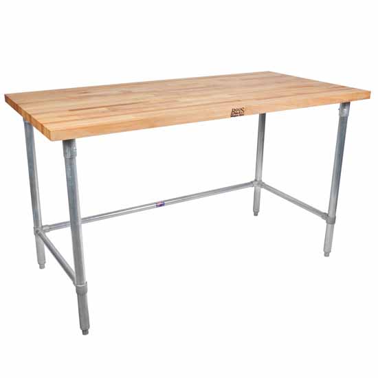 1-3/4" Thick Maple Top Kitchen Islands with Galvanized Bases by John Boos