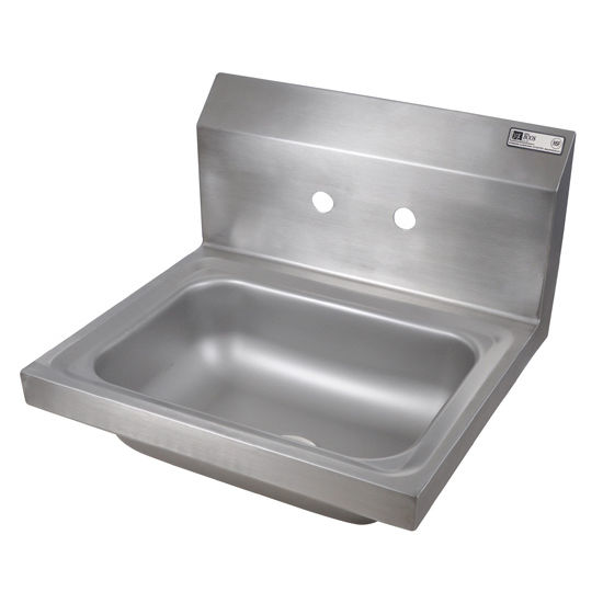 John Boos Pro Bowl Fabricated Space Saver Wall Mount Hand Sink, Stainless Steel, Splash Mount Faucet Holes with 4" On-Center Spread (Faucet Not Included), 14"W x 10"D x 5"H, 1-7/8" Drain