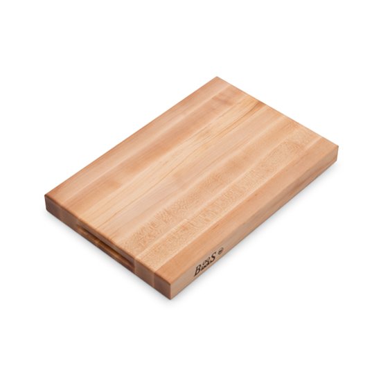 John Boos Platinum Board Cutting Board Northern Hard Rock Maple, Edge Grain, 18" W x 12" D x 1-3/4" Thick, Reversible w/ Recessed Finger Grips, Boos Block Cream Finish w/ Beeswax