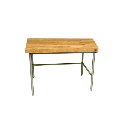 John Boos Baker's Production Table, Galvanized Frame, with 2-1/4" Thick Hard Rock Maple Wood Top